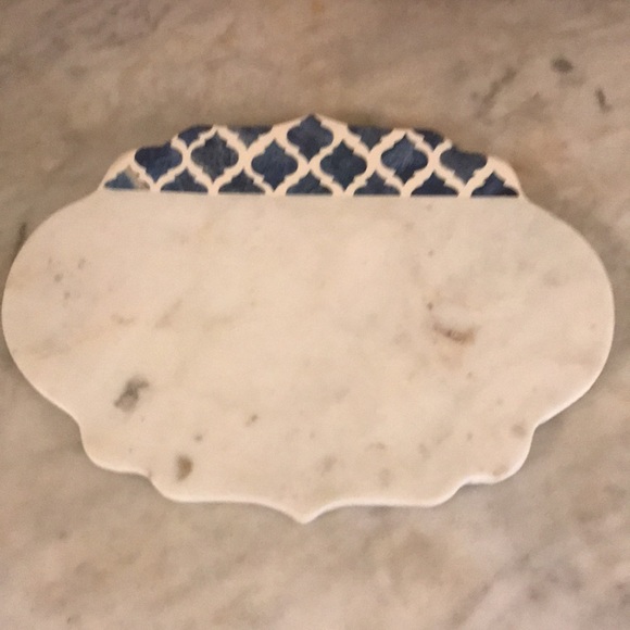 NEW-12โ White Marble With Blue Inlay Cheese Board - Picture 2 of 7